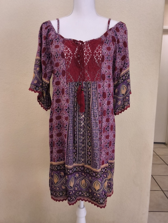 Angie Other - Angie Floral Boho Swim Coverup in Burgundy, Purple, Gold